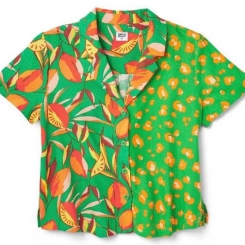 Tabitha Brown green/orange buttons down top